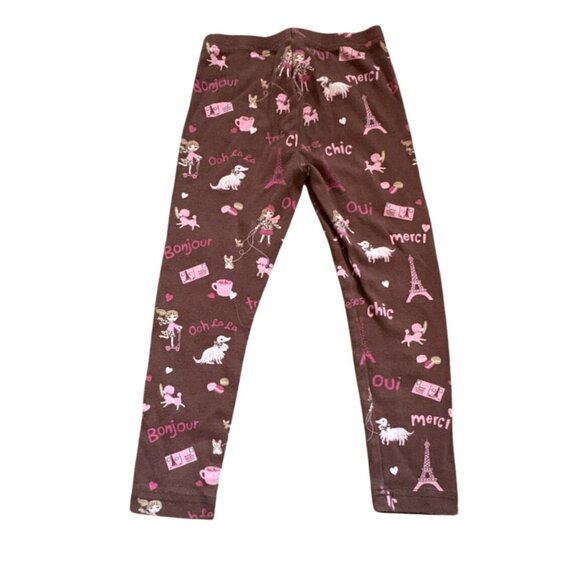 Gymboree Paris Themed Leggings-Brown/Pink-Size 4-GUC - Picture 4 of 4